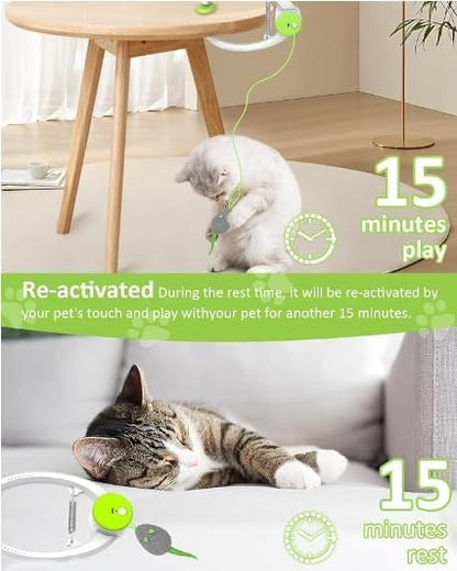 Interactive Cat Toys for Indoor Cats - Automatic Flying Bird Feather Toy Chase Exercise Enrichment Stimulation, Rechargeable Durable Safe Kitten & Adult Cat Electric Hanging Toy for Bored Cats (White) - Image 4