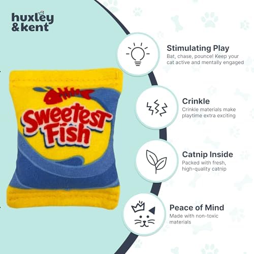 Huxley & Kent Plush Crinkle Catnip Cat Toy, Sweetest Fish - Image 4