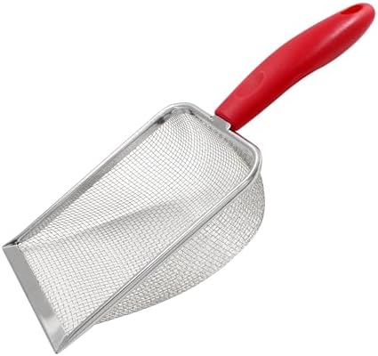 Hordion Cat Litter Scoop Stainless Steel Mesh Scooper, 2mm Mesh, Red by Hordion