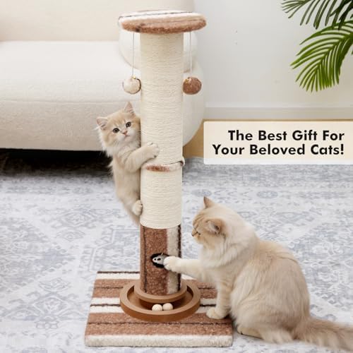 Woochpet Cat Scratching Post,Heavy Duty Green Sisal Scratcher with Cat Toys - Image 2