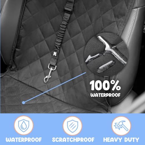 Dog Car Seat Cover for Back Seat, 4-in-1 Dog Hammock for Car, Waterproof 600D Pet Seat Cover Backseat Protector with Mesh Window, Nonslip Dog Back Seat Cover for Cars, SUVs & Trucks - Image 6