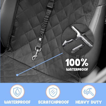 Dog Car Seat Cover for Back Seat, 4-in-1 Dog Hammock for Car, Waterproof 600D Pet Seat Cover Backseat Protector with Mesh Window, Nonslip Dog Back Seat Cover for Cars, SUVs & Trucks - Image 6