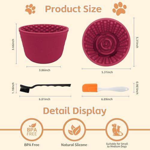 Dog Lick Bowl,Anxiety Relief Non-Slip Silicone Treat Bowl,Durable Anti-Choking Long-Lasting Enrichment Slow Feeder Licking Mat for Small Medium Large Breed,Freezable BPA Free Silicone Dishwasher Safe - Image 6