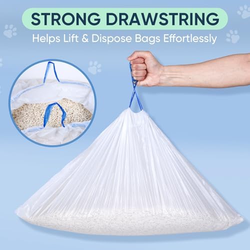 160 Count Cat Litter Box Liners Compatible with Litter Robot 3 & 4, Cat Litter Liners for Automatic Litter Box, 10-12 Gallon Heavy Duty Waste Bags with Drawstrings, 25.19" x 15.7" - Image 4