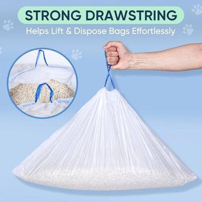 160 Count Cat Litter Box Liners Compatible with Litter Robot 3 & 4, Cat Litter Liners for Automatic Litter Box, 10-12 Gallon Heavy Duty Waste Bags with Drawstrings, 25.19" x 15.7" - Image 4