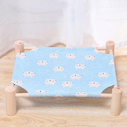 Pozico Cat & Dog Hammock Bed – Wooden Elevated Pet Cot with Breathable Mesh – Raised Cat Bed for Small Pets, Portable Puppy Bed Indoor & Outdoor Use – Blue Rabbit Design - Image 4