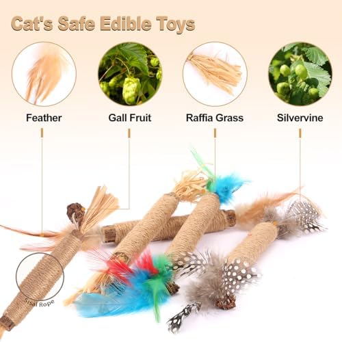 Cat Toys Cat Chew Toys, Silvervine Sticks Catnip Rope Toys for Cats Teeth Cleaning, Kitten Dental Care, Kitty Toys for Indoor Cats Increase Appetite,Enhances Oral & Dental Health (4 Pack) - Image 6