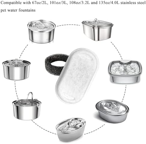 TuTuYa 20Pcs Cat Water Fountain Filter, for 108oz/3.2L&67oz/2L Pet Fountain - Image 5