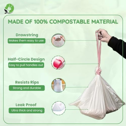Tailhead Robot Liners – 100% Compostable - Compatible With Litter Robot 3/4 – 25" x 16" – Drawstring Close – Scent & Toxins Free – 40 Micron - Rip & Tear Resistant – 20 Count - Image 4