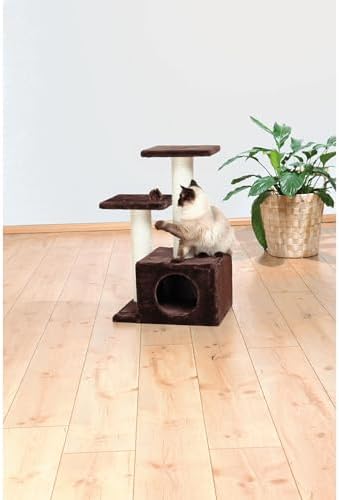 TRIXIE Valencia Scratching Post with Condo, Two Platforms, Dangling Cat Toy, Brown - Image 2