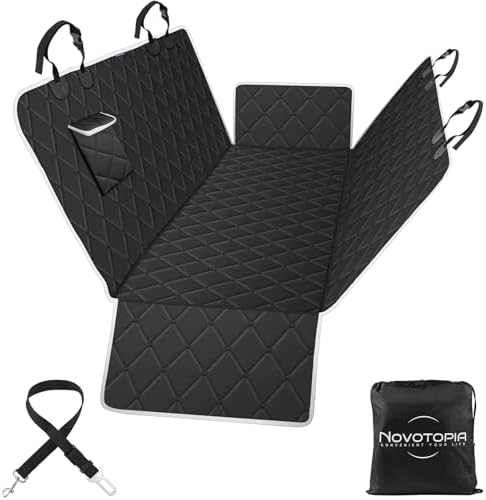 Dog Car Seat Cover for Back Seat 100% Waterproof, Long-Lasting and Soft Nonslip Backseat Cover for Cars, SUVs and Trucks, 600D Oxford Fabric, Black-White, Standard (54" W x 59" L) by Novotopia