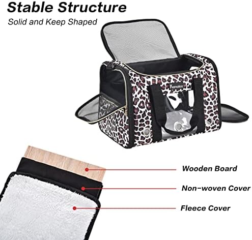 Petmolico Cat Carrier Soft-Sided Airline Approved, Medium, Medium, Leopard - Image 5