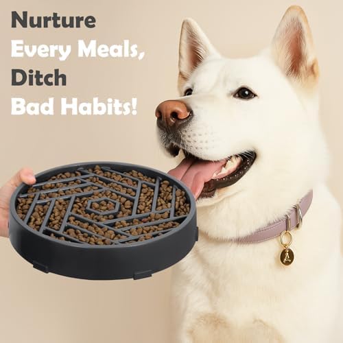 TOBYTO Slow Feeder Dog Bowls Large Medium Breed,Anti-Choking Slow Eating Dog Food Bowl,Non Slip Pet Slower Food Feeding Bowls Large Puzzle Slow Feeder Bloat Stop Maze Dog Dishes,Gray - Image 6