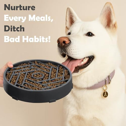 TOBYTO Slow Feeder Dog Bowls Large Medium Breed,Anti-Choking Slow Eating Dog Food Bowl,Non Slip Pet Slower Food Feeding Bowls Large Puzzle Slow Feeder Bloat Stop Maze Dog Dishes,Gray - Image 6