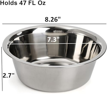 DEAYOU 4-Pack Stainless Steel Dog and Cat Bowl, Metal Food and Water Dish, 8.26" Basic Pet Feed Bowl for Large Medium Dog, 47 OZ Replacement Bowls for Elevated Stand, Dishwasher Safe - Image 2