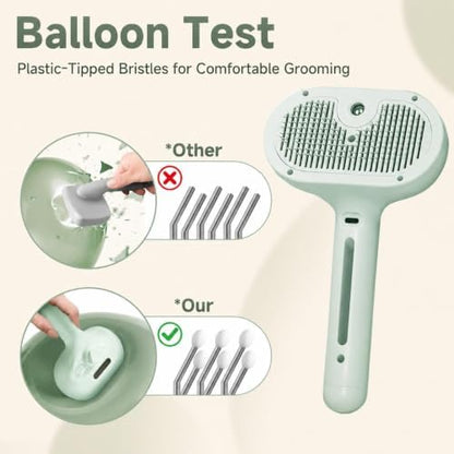Fresh Fur Shower Brush, 3 in 1 Pet Steam Brush, Spray Hair Removal Comb for Cats ＆ Dogs - Deshedding＆ Grooming (Green) - Image 5