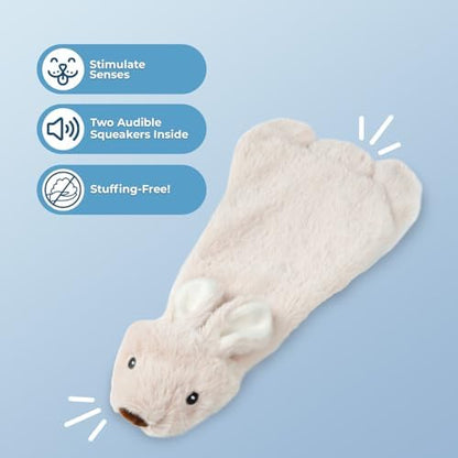 Best Pet Supplies 2-in-1 Stuffless Squeaky Dog Toy - Hare, Pig, Large - Image 2