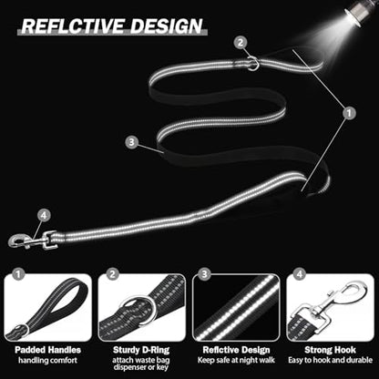 Hikiko 6FT Dog Leash with 2 Padded Handles Reflective,Black - Image 5