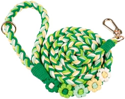 5FT Braided Cotton Rope Leash for Small, Medium and Large Dogs, Mint Meadow by Panda+Jianghu