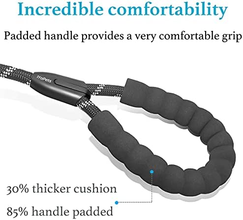 Double Dog Leash with Two Extra Traffic Handles, 18~120 lbs, Black - Image 3