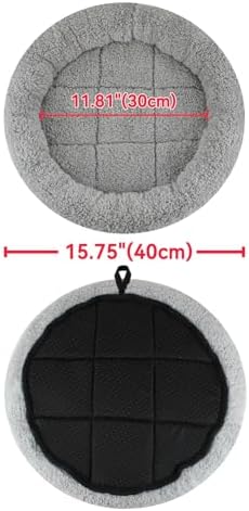 Enjoying Plush Cat Bed Mat, 15.75" Round, Self Warming Dog Bed with Pillow, Puppy Kitty Relying/Curling Sleep Cushion, Warm Bed for Small to Medium Dogs Cats Rabbits, Antiskid Bottom, Medium - Image 4