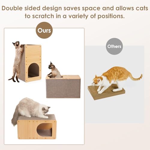 EHEYCIGA Cardboard Cat Scratcher House, 20-Inch Cat Scratch pad, Brown - Image 4