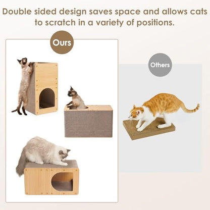 EHEYCIGA Cardboard Cat Scratcher House, 20-Inch Cat Scratch pad, Brown - Image 4