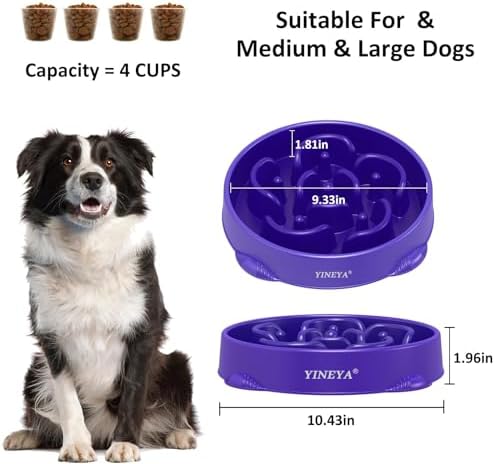 YINEYA 4 Cups Slow Feeder Dog Bowls Large Breed, Anti-Choking Pet Supplies, Maze Dog Food Bowl, Puzzle Feeder That Slow Down Eating - Image 5