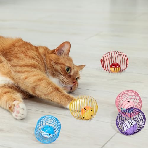 Jecery 25 Pcs Cat Toys Spring,Mouse and Bell,Colorful - Image 7