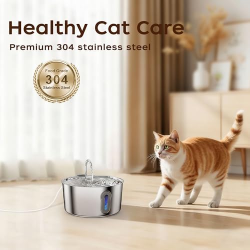 4L/135oz Large Cat Water Fountain Advanced 304 Stainless Steel with Detachable Tank, Easy to Clean, Automatic Pet Fountain Quiet Cats Water Dispenser, Dogs (135oz Large Cat Fountain) - Image 4