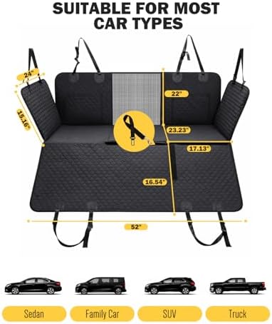 Dog Seat Cover for Back Seat, PU Dog Car Seat Cover Holds 420 lbs, Material Waterproof, Anti Scratch, Easy to Use and Clean, Hard Bottom Back Seat Extender for Dogs, Comfortable Car, SUV, Truck - Image 4