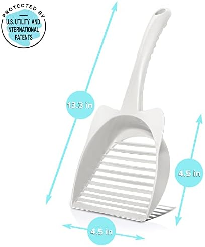 CatGuru Cat Litter Scoop, Jumbo Litter Scoop, Litter Scooper with Deep Shovel & Long Handle, Super Fast Sifter, Durable Kitty Litter Scoop, Cat Stuff, Kitten Supplies (White) - Image 2