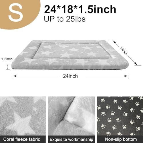 Dog Bed Mat – Soft & Comfortable Dog Kennel Pad for Crate – Durable Crate Bed & Mat for Dogs & Cats – Ideal for Crate, Kennel, and Home Use (Big&Little Stars Grey, S(24"*18"*1.5")) - Image 3