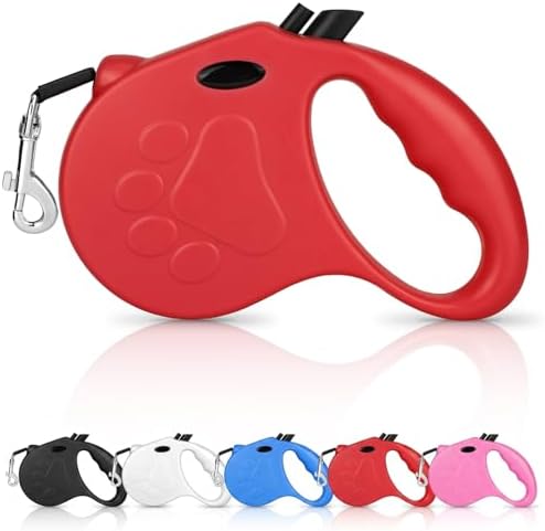 Retractable Dog Leash, 16ft Dog Walking Leash for Small Dogs up to 77lbs, Non-Slip Handle - Red by Yanwela