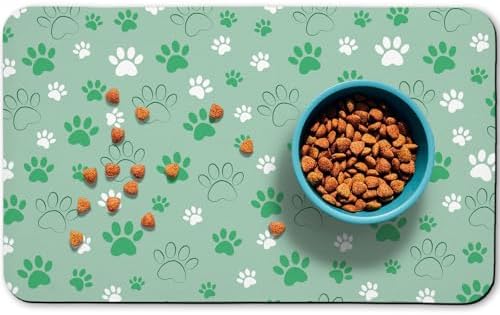 Dog Food Mat, Absorbent Water Bowl Mats Cat Pet Feeding Placemats Green 30 * 17 inch by Zoeeya