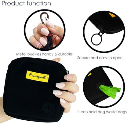Raisingwell Dog Treat Pouch for Pet Walking and Training with Clicker Poop Bags Small Fanny Zipper Pack Holder for Puppy Snack Dispenser Kit for Leash and Outdoor Use (Black) - Image 4