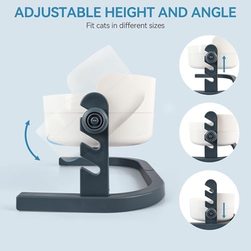 All for Paws Height Adjustable Cat Elevated Bowls Stainless Steel Dog Food Water Bowls, Height Adjustable Cat Feeder Mess Proof Pet Feeding Bowls for Small to Large Size Cats - Image 3