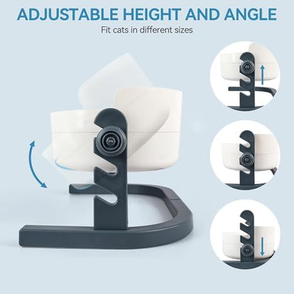 All for Paws Height Adjustable Cat Elevated Bowls Stainless Steel Dog Food Water Bowls, Height Adjustable Cat Feeder Mess Proof Pet Feeding Bowls for Small to Large Size Cats - Image 3