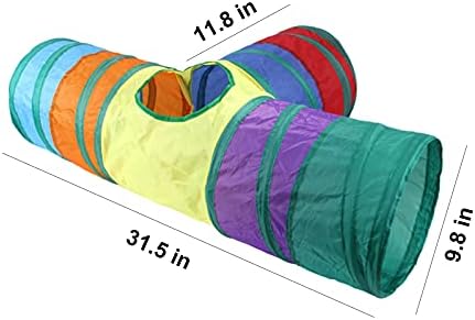 32Pcs Cat Toys Kitten Interactive Pet Toys Assortments, Foldable Rainbow Tunnel, Teaser Wand Fluffy Mouse Crinkle Balls Bell Play for Puppy Kitty (3 way) - Image 2