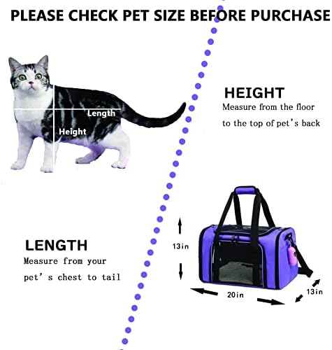 Cat Carrier Dog Carrier Pet Carrier Cat Bags for Small Medium Cats Dogs Puppies of 15 Lbs,of Airline Approved Small Dog Bag Soft Sided,Collapsible Travel Puppy Carrier (Large, Purple) - Image 2