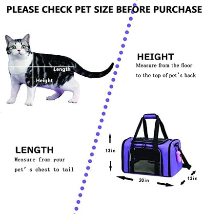 Cat Carrier Dog Carrier Pet Carrier Cat Bags for Small Medium Cats Dogs Puppies of 15 Lbs,of Airline Approved Small Dog Bag Soft Sided,Collapsible Travel Puppy Carrier (Large, Purple) - Image 2