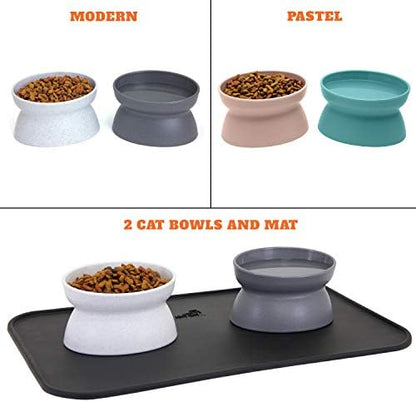 Kitty City Raised Cat Food Bowls and Mat Kit, Each Holds 6.5 Ounces- Pet Bowl for Dogs Cats and Pets, Model Number: CM-0297-CS01 - Image 7