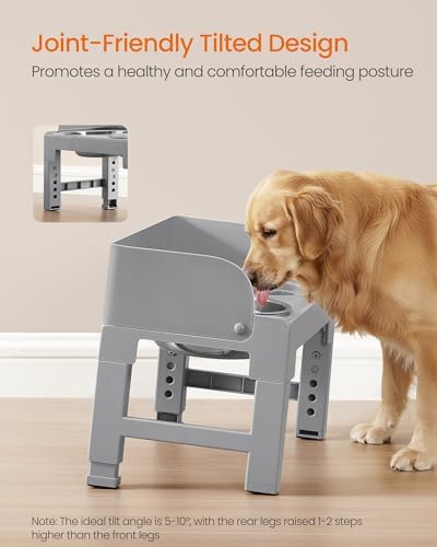Feandrea Dog Bowls Elevated, Adjustable Height, Tilted Design - Image 5