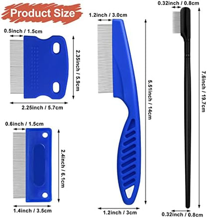 5 Pieces Dog Eye Combs Tear Stain Remover Combs Pet Grooming Comb for Small Dogs Gently Removing Eye Mucus and Crust (Blue, Black) - Image 2