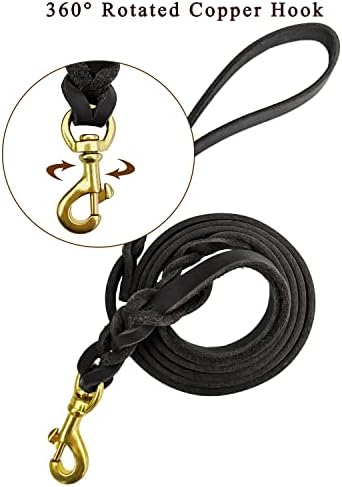 LWBMG Double Handle Leather Dog Leash 6 Foot - Heavy Duty Dog Leash with Traffic Handle - Braided Leather Lead for Small Medium Large Dogs - Image 2