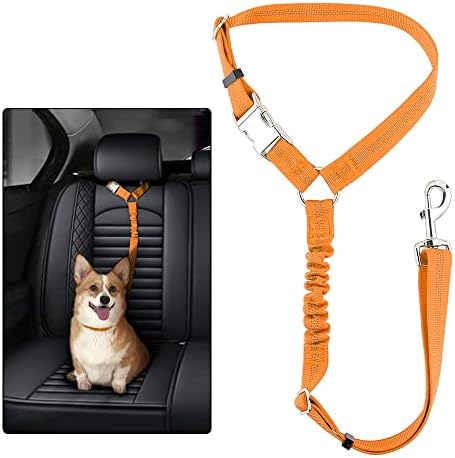 Plutus Pet Dog Seat Belt for Car Headrest, Reflective with Elastic Bungee by PLUTUSPET