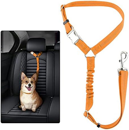 Plutus Pet Dog Seat Belt for Car Headrest, Reflective with Elastic Bungee by PLUTUSPET