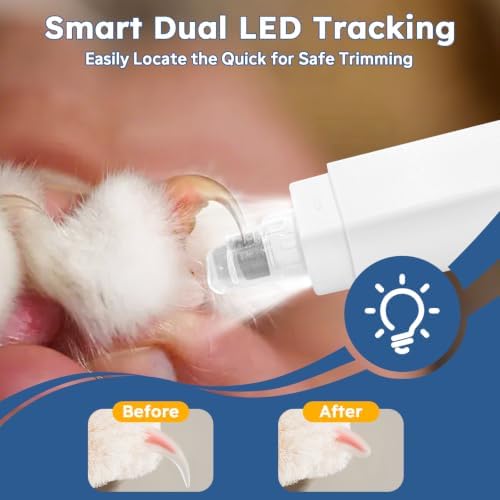 5-Speed Dog Nail Grinder with 2 LED Lights & Smart LED Screen,Quiet Electric Pet Nail Trimmer, Rechargeable Paws Grooming and Smoothing Tool for Large Medium Small Dogs,Cats and Pets - Image 2