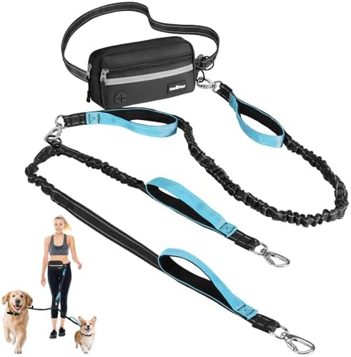 VavoPaw Hands Free Dog Leash for 2 Dogs with Pouch, Dog Walking, 25-120 lbs by VavoPaw