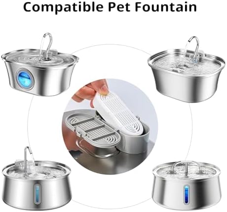 Cat Water Fountain Filter Pet Drinking Fountain Filter for 3.2L/108oz Cat Drinking Fountain and 4L/134oz Stainless Steel Pet Water Fountain (6 Filters & 6 Pre-Filter Sponges) - Image 2